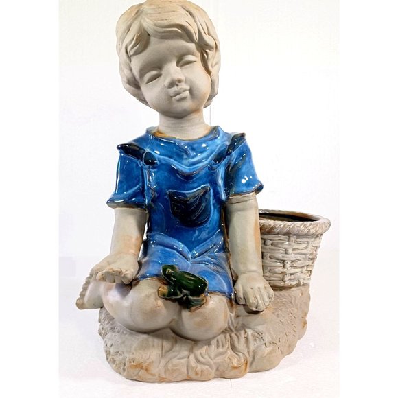 Royal Copenhagen 1950s Art Deco Mid Century Sculpture Child & Frog Planter Vase - Picture 8 of 10